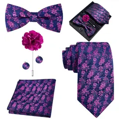 SLOWTON - Set Corbata Hombre con Pañuelo Colleras Modelos Multitono En Caja