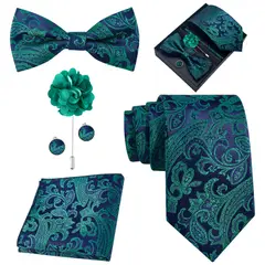 LUKOVEE - Set Corbata Hombre con Pañuelo Colleras Modelos Multitono En Caja