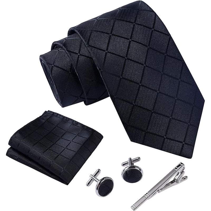 LUKOVEE - Set Corbata Hombre con Pañuelo Colleras Modelos Multitono En Caja
