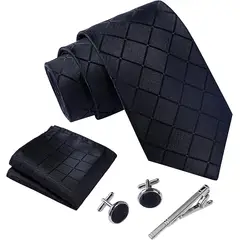 LUKOVEE - Set Corbata Hombre con Pañuelo Colleras Modelos Multitono En Caja