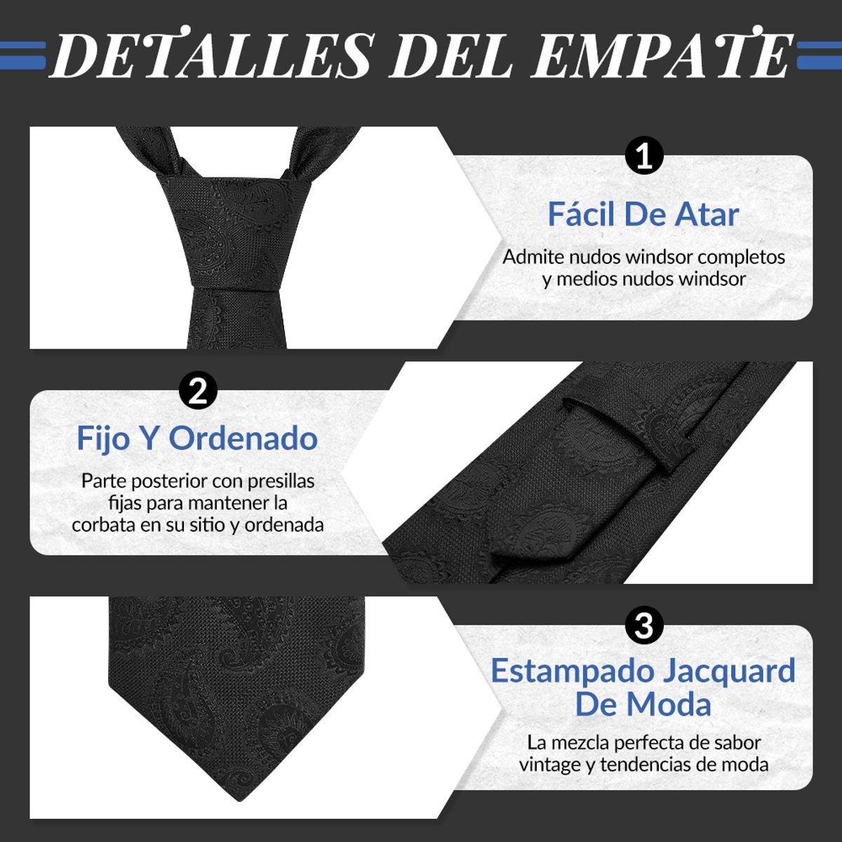 SLOWTON - Set Corbata Hombre con Pañuelo Colleras Modelos Multitono En Caja