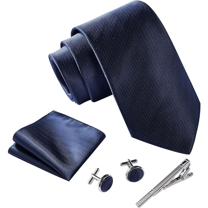 LUKOVEE - Set Corbata Hombre con Pañuelo Colleras Modelos Multitono En Caja