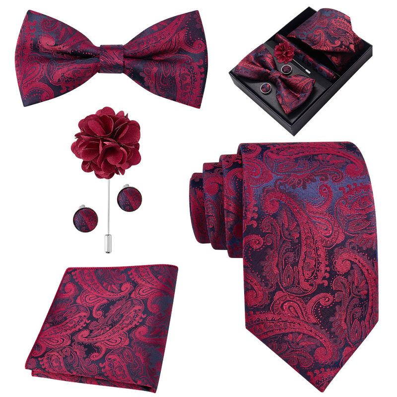 LUKOVEE - Set Corbata Hombre con Pañuelo Colleras Modelos Multitono En Caja