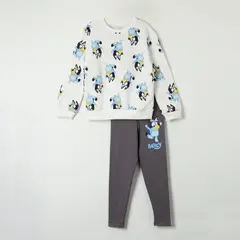 BLUEY - Conjunto Niña Full Print Blanco