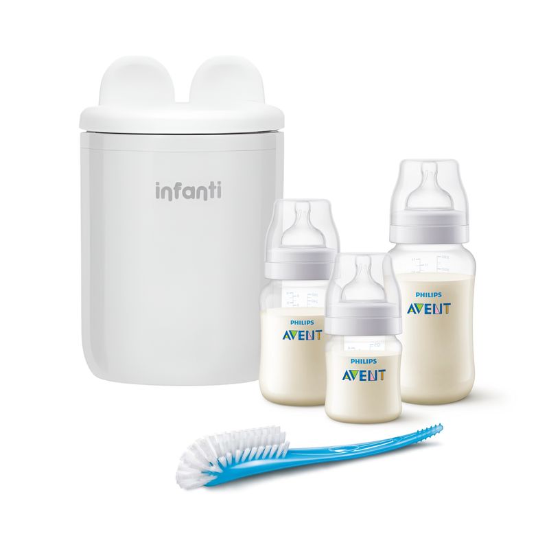 INFANTI - Pack Lactancia Calentador Mamaderas y Cepillo