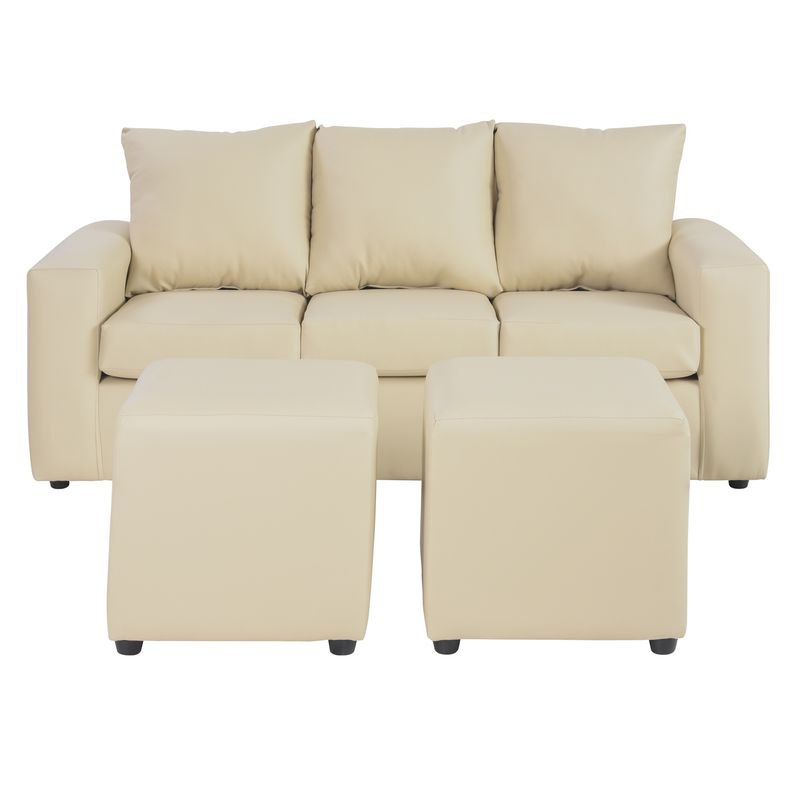 BODEVIR - Sofa Kendy 3C+2 Pouf PU 30 Beige