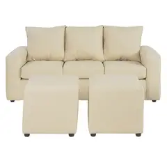 BODEVIR - Sofa Kendy 3C+2 Pouf PU 30 Beige