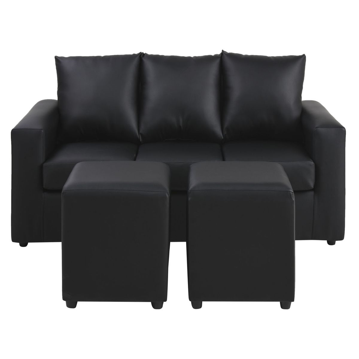 BODEVIR - Sofa Kendy 3C+2 Pouf PU 30 Negro
