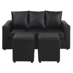 BODEVIR - Sofa Kendy 3C+2 Pouf PU 30 Negro