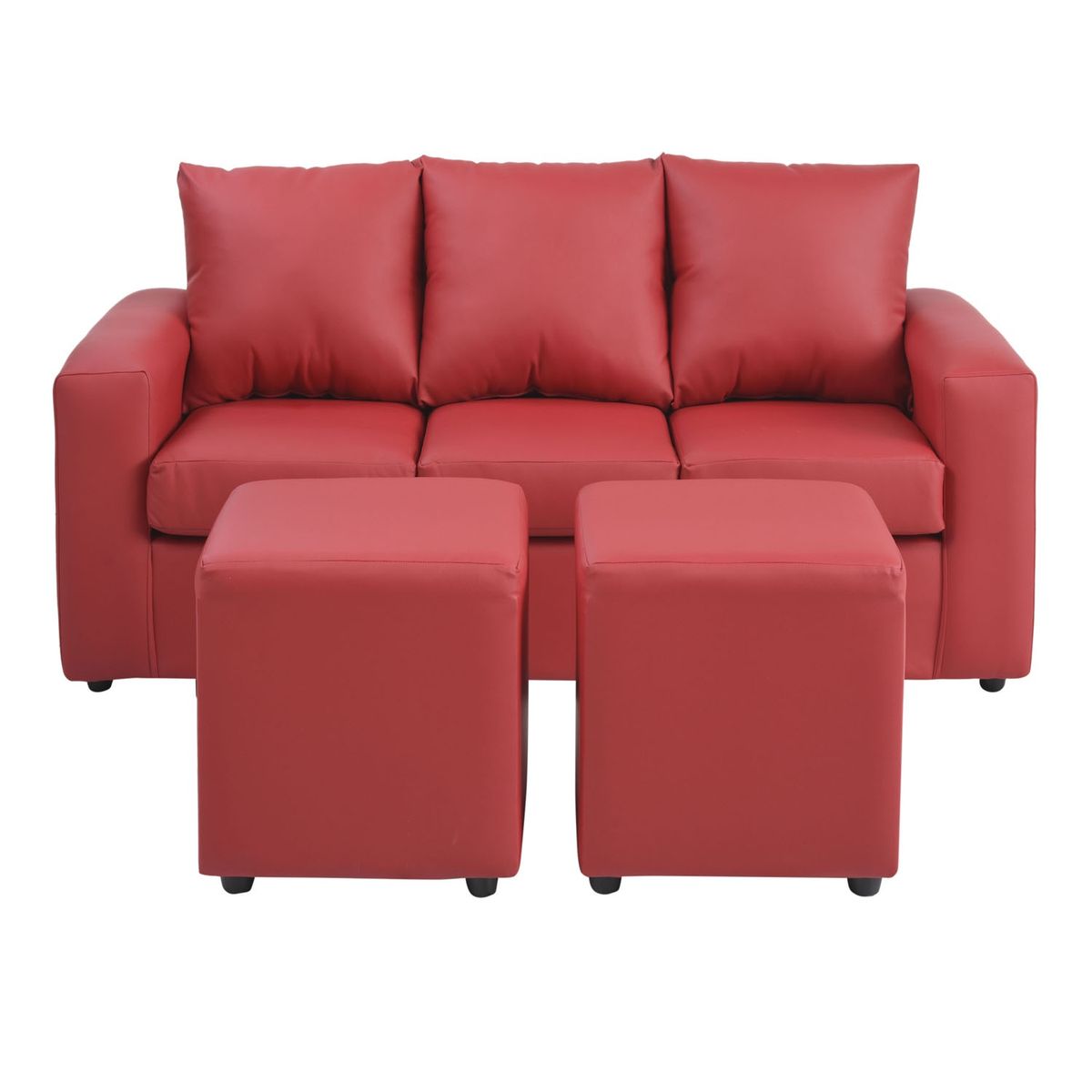 BODEVIR - Sofa Kendy 3C+2 Pouf PU 30 Rojo