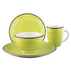 FANTUZZI - Juego de Vajilla Ceramica 16 Piezas verde