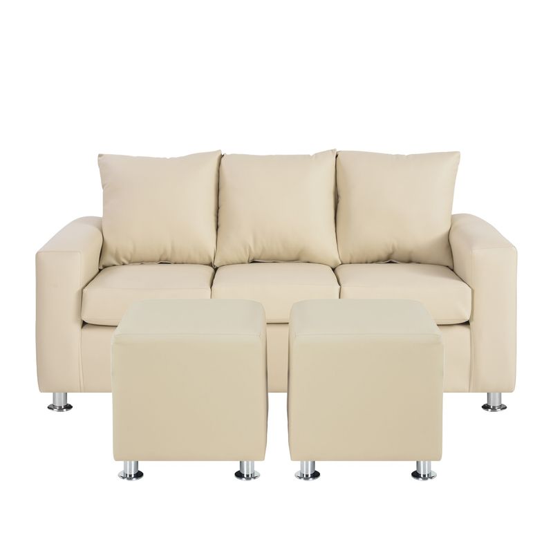 BODEVIR - Sofa Kendy 3C+2 Pouf PU 12 Beige
