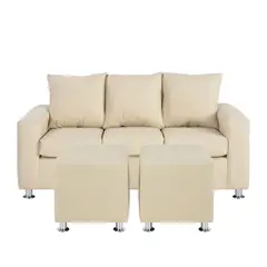 BODEVIR - Sofa Kendy 3C+2 Pouf PU 12 Beige