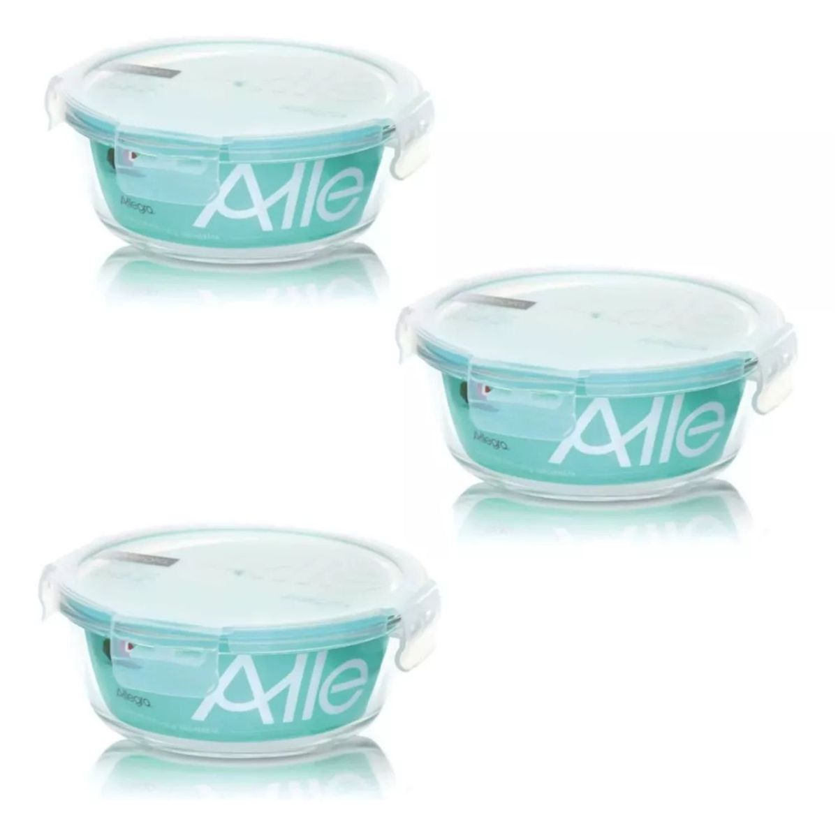 ALLEGRA - Pack 3 Contenedores Hermetico Vidrio Redondo 720mL Allegra