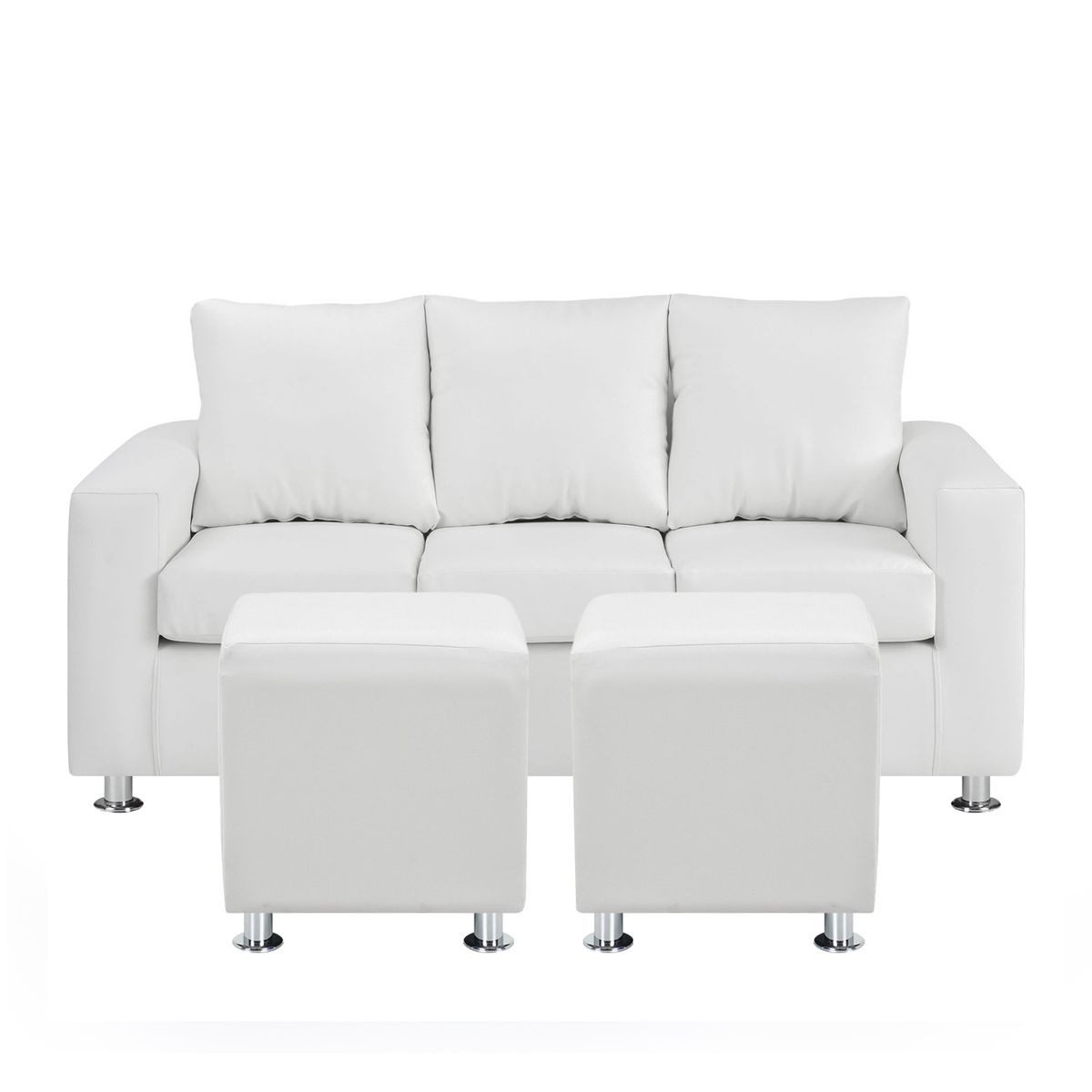 BODEVIR - Sofa Kendy 3C+2 Pouf PU 12 Blanco