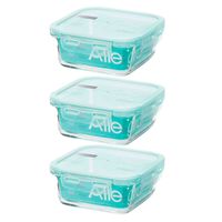 Pack 3 Contenedores Hermetico Vidrio Cuadrado 740mL