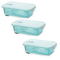 Pack 3 Contenedores Hermetico Vidrio Rectangular 420mL
