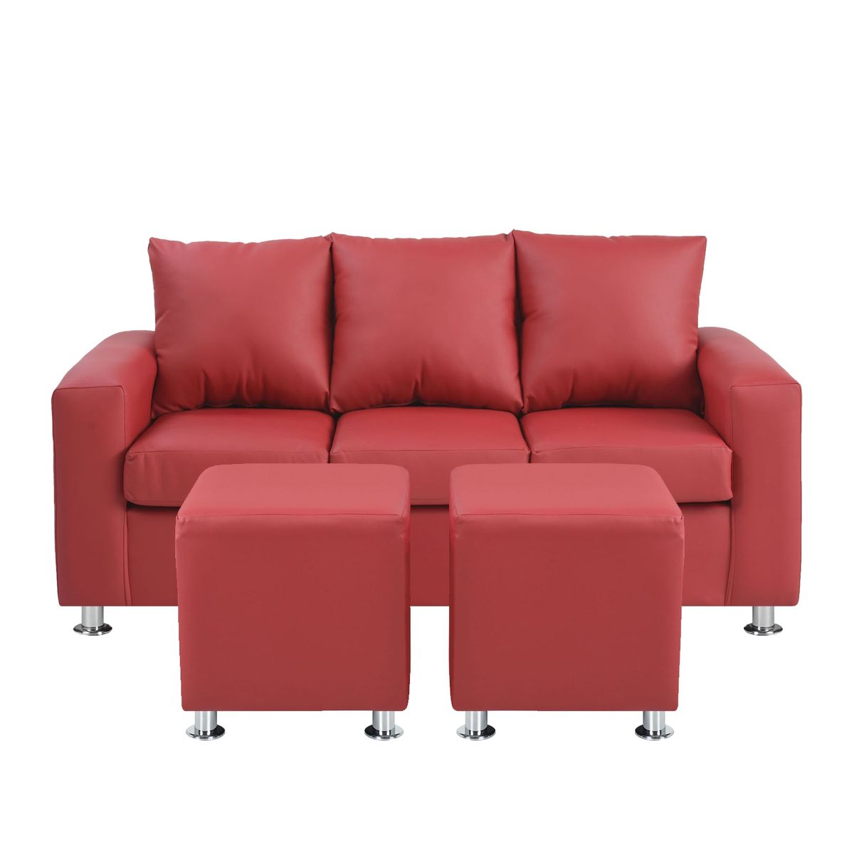BODEVIR - Sofa Kendy 3C+2 Pouf PU 12 Rojo