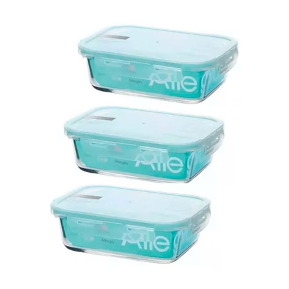 ALLEGRA - Pack 3 Contenedores Hermetico Vidrio Rectangular 1000mL Allegra