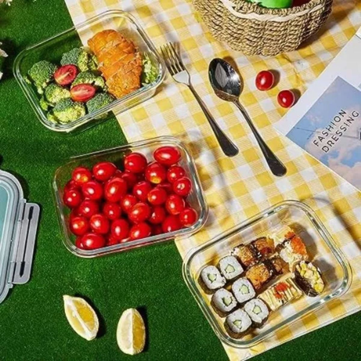 ALLEGRA - Pack 3 Contenedores Hermetico Vidrio Rectangular 1500mL Allegra