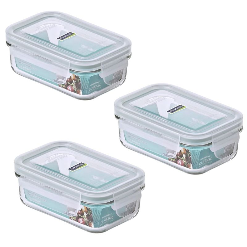GLASSLOCK - Pack 3 Contenedores Vidrio Hermetico Rect 400mL Glasslock
