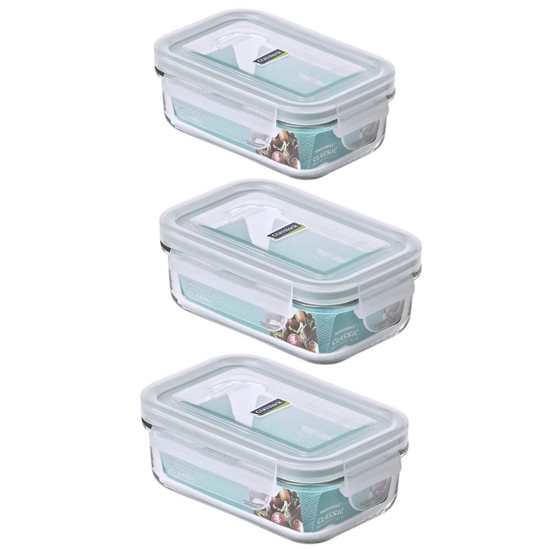 GLASSLOCK - Pack 3 Contenedores Vidrio Hermetico Rect 695mL Glasslock