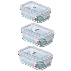 GLASSLOCK - Pack 3 Contenedores Vidrio Hermetico Rect 695mL