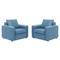BODEVIR - Set Sofa Kendy 1C Felpa 30 Azul Petroleo