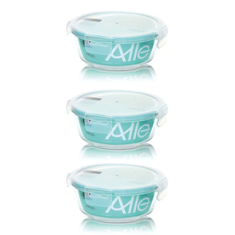 ALLEGRA - Pack 3 Contenedores Hermetico Vidrio Redondo 370mL Allegra