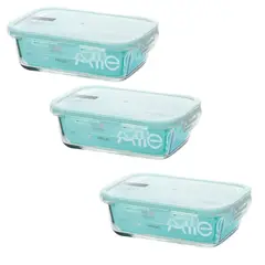 ALLEGRA - Pack 3 Contenedores Hermetico Vidrio Rectangular 420mL