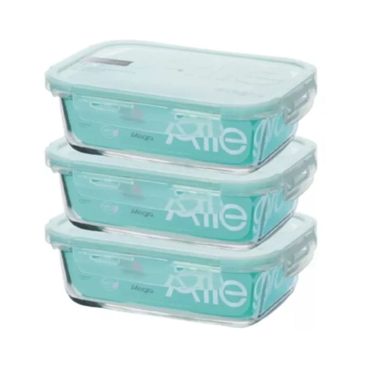 ALLEGRA - Pack 3 Contenedores Hermetico Vidrio Rectangular 1500mL Allegra