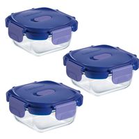 Pack 3 Contenedores Vidrio Hermético Cuadrado 320mL