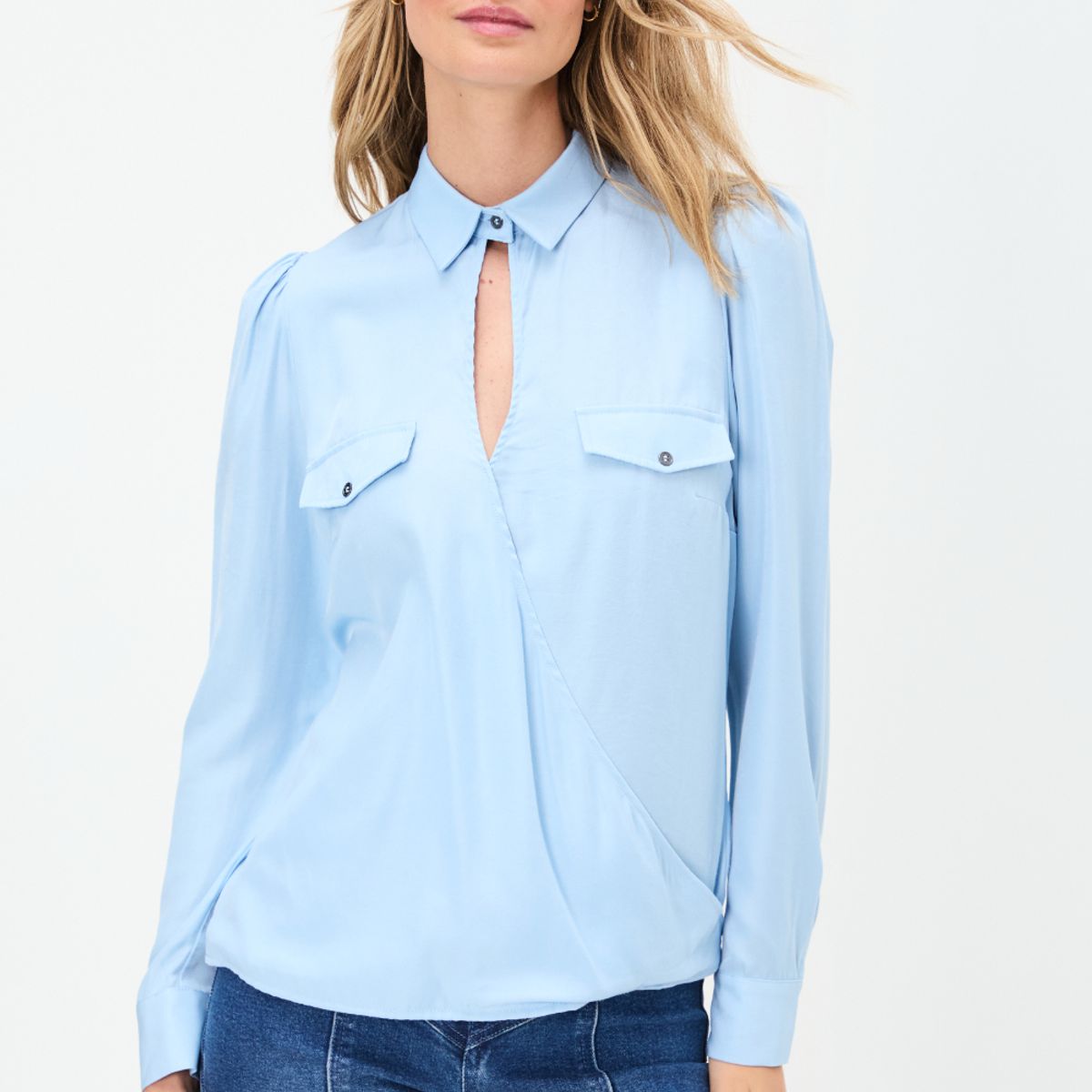 IO - Blusa Manga Larga Celeste Mujer Io