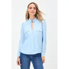 IO - Blusa Manga Larga Celeste Mujer