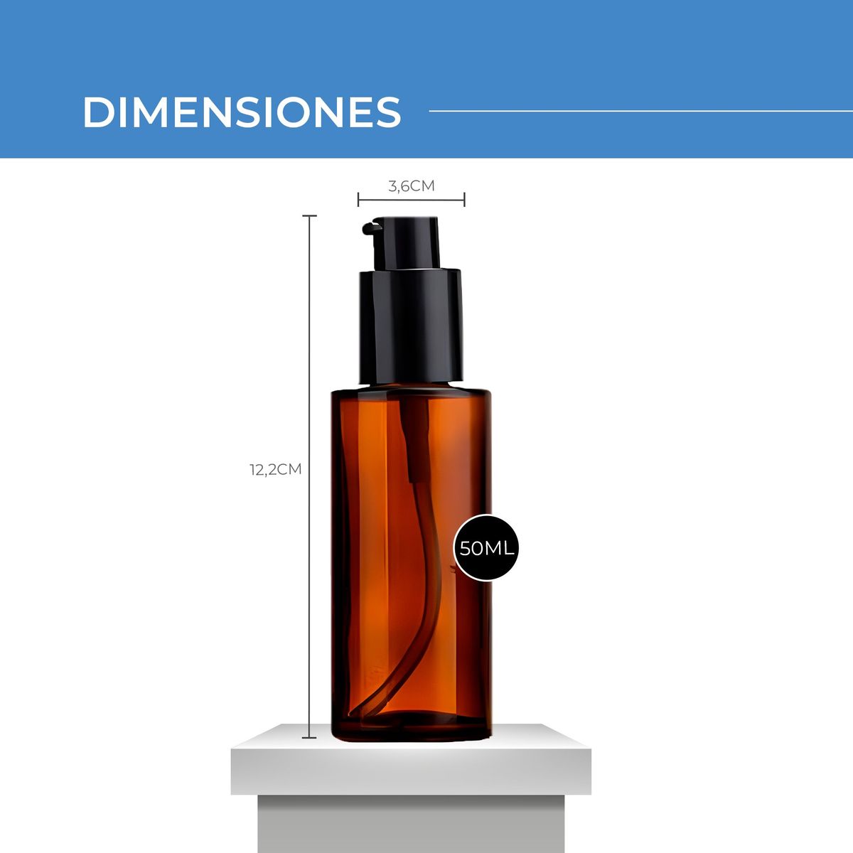 GENERICO - Set 12 Frasco Ámbar Vidrio Dispensador Bomba Loción 50ml