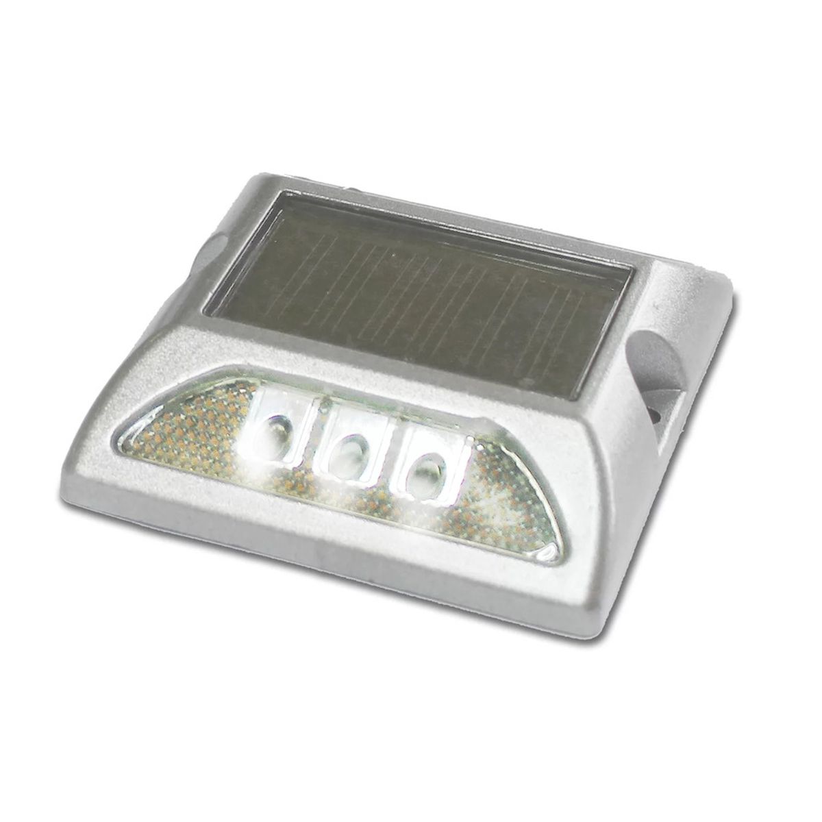 QRUBBER - Tacha viabilidad solar sin vástago doble led blanca QRubber