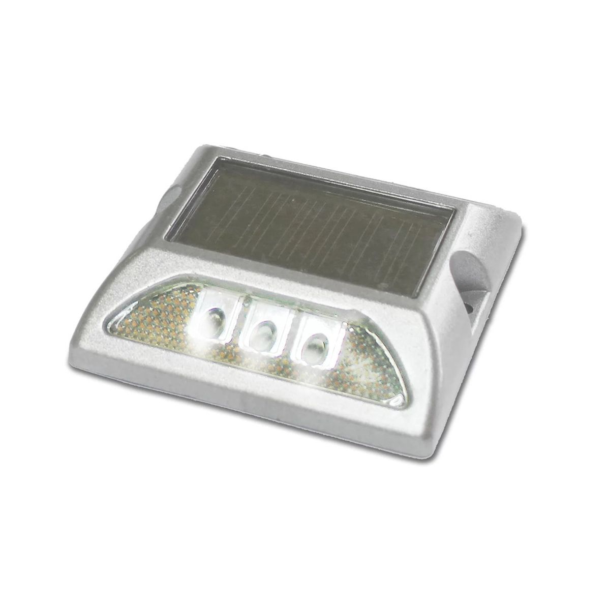 QRUBBER - Tacha viabilidad solar sin vástago doble led blanca QRubber