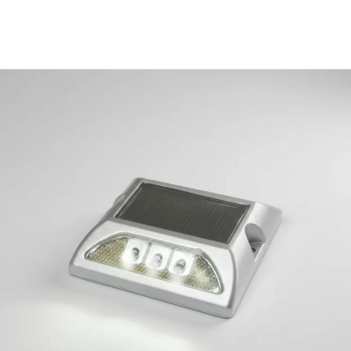 QRUBBER - Tacha viabilidad solar sin vástago doble led blanca QRubber