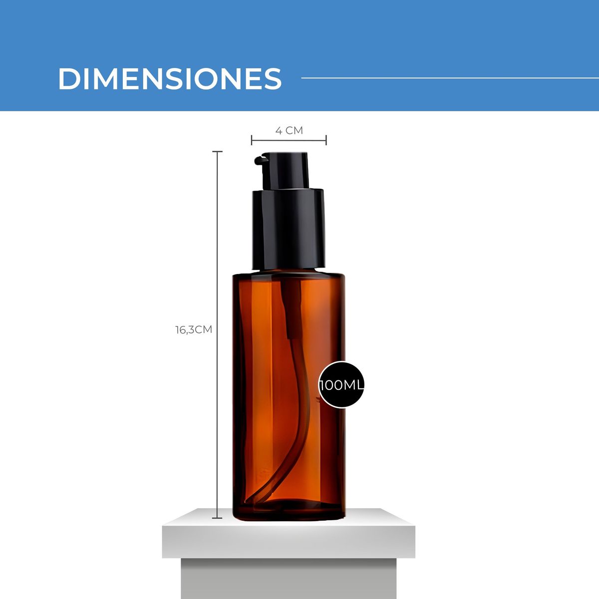 GENERICO - Set 12 Frascos Ámbar Dispensador Bomba Loción Esencial 100ml