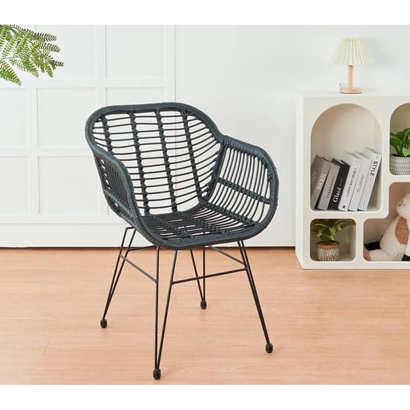 CORI CORI - Butaca con Apoyabrazos de Terraza Rattan Grecia Negro