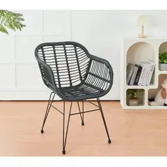 CORI CORI - Butaca con Apoyabrazos de Terraza Rattan Grecia Negro