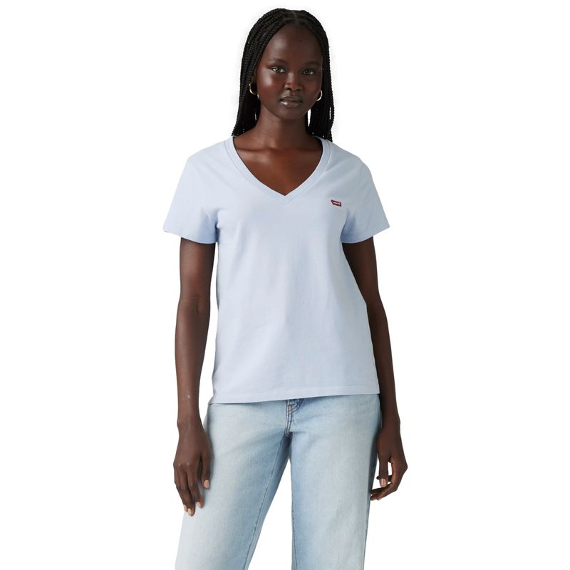 LEVIS - Polera Mujer Perfect Vneck Celeste Levis_.
