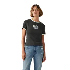 LEVIS - Polera Mujer Graphic Ringer Rickie Negro