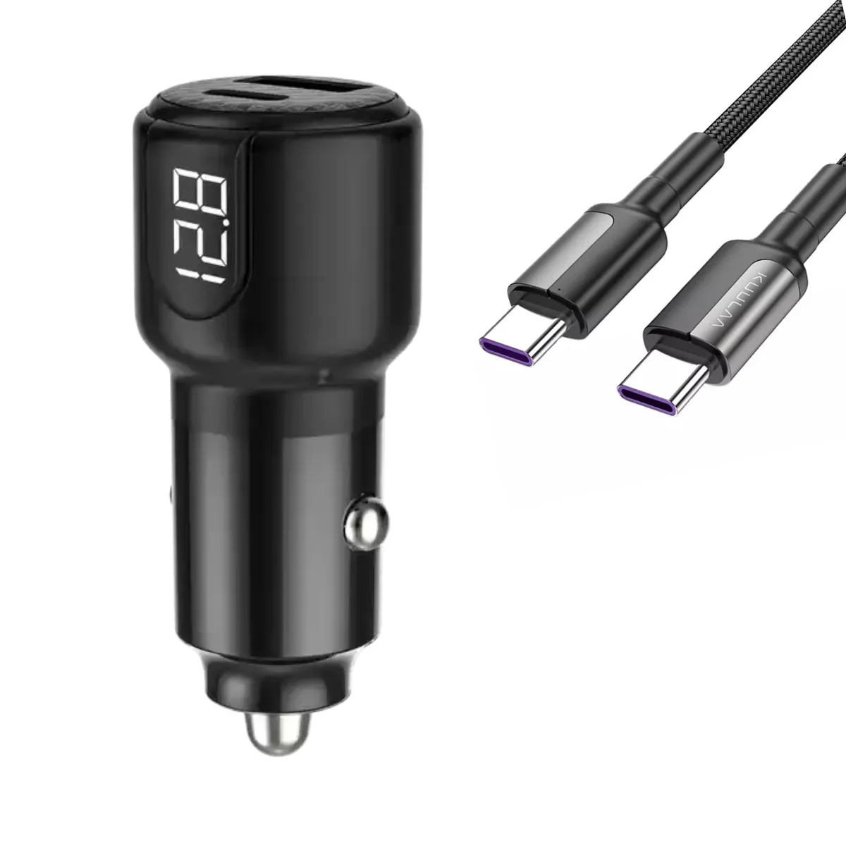 KUULAA - Cargador Auto Carga Rápida Tipo C Pd 75w Para iPhone  Samsung más Cable