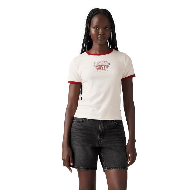 LEVIS - Polera Mujer Graphic Ringer Rickie Beige Levis