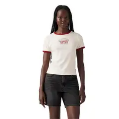 LEVIS - Polera Mujer Graphic Ringer Rickie Beige