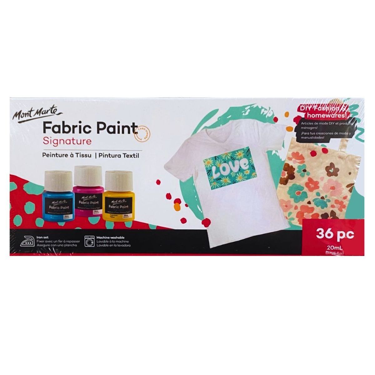 MONT MARTE - Set 36 pinturas de tela 20 ml Mont Marte