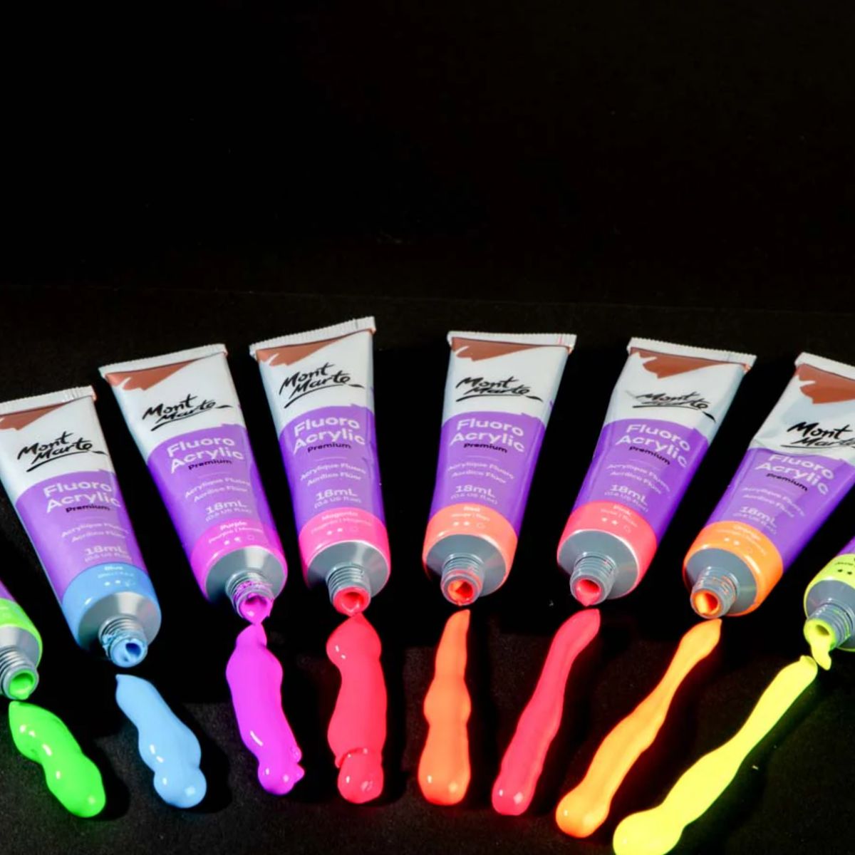 MONT MARTE - Set 8 pinturas acrílicas fluor glow x 18 ml Mont Marte