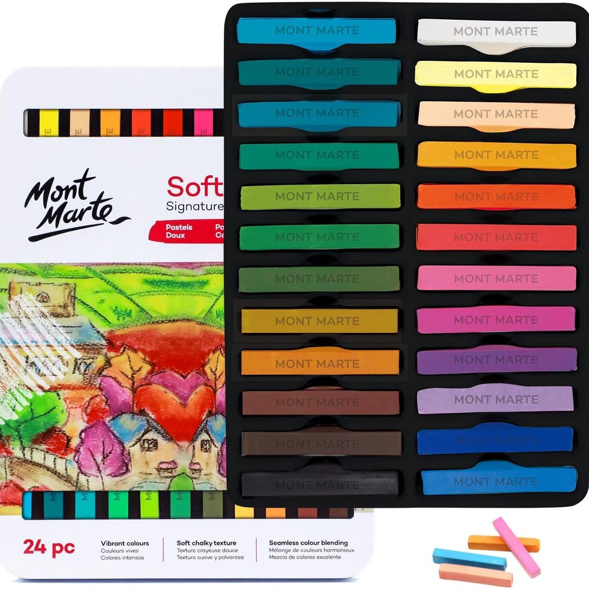 MONT MARTE - Set 24 Pasteles Para Pintar Mont Marte Estuche De Lata