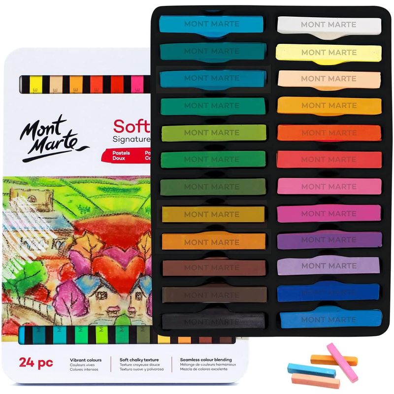 MONT MARTE - Set 24 Pasteles Para Pintar Mont Marte Estuche De Lata